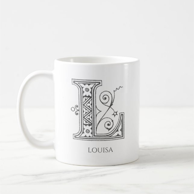 Brev L Monogram Modern Namn-kaffe Mugg (Vänster)