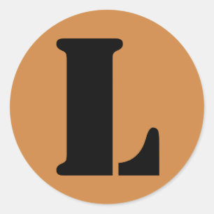 Brev L Stencil Alfabet av Janz Peru Guld Runt Klistermärke