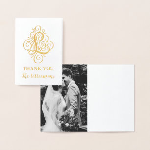 Brev L Ursprunglig Elegant, blommande monogram Nam Folierat Kort
