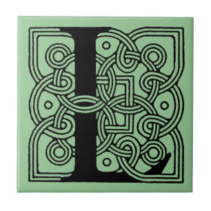 Brev L Vintage Celtic Knot Monogram Kakelplatta