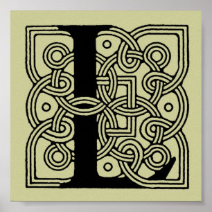 Brev L Vintage Celtic Knot Monogram Poster
