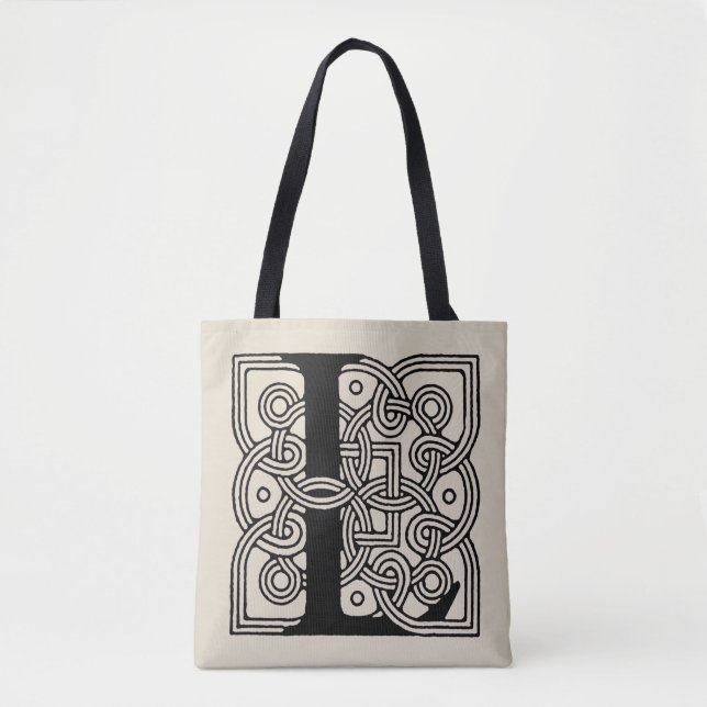 Brev L Vintage Celtic Knot Monogram Tygkasse (Framsida)