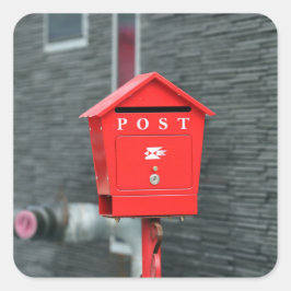 BREV LÅDA POST RÖD LÅDA POSTCROSSING FYRKANTIGT KLISTERMÄRKE