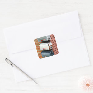 BREV LÅDA POSTLÅDA POSTCROSSING FYRKANTIGT KLISTERMÄRKE
