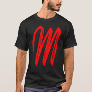 Brev M Alphabet Large Red Graphic Initial T Shirt
