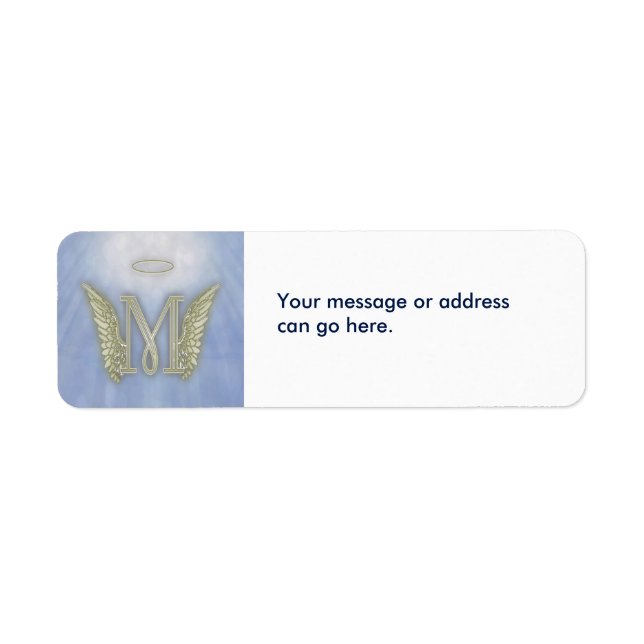 Brev M Angel Monogram Returadress Etikett (Framsidan)