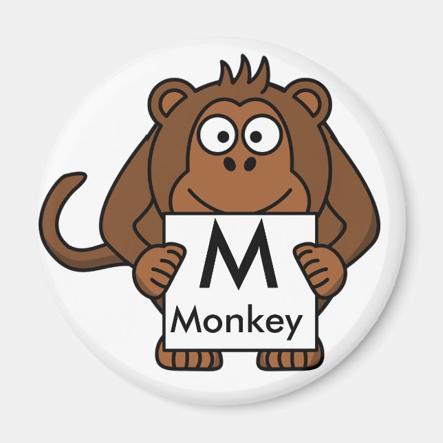 Brev M är till Monkey Children's Magnet (Framsidan)