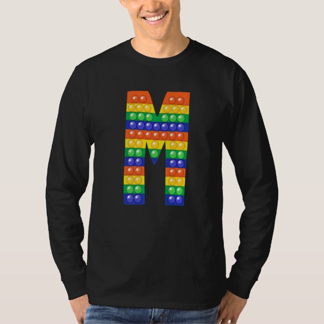 Brev M Capital Alphabet Fidget Pop IT Matching P T Shirt (Framsida)