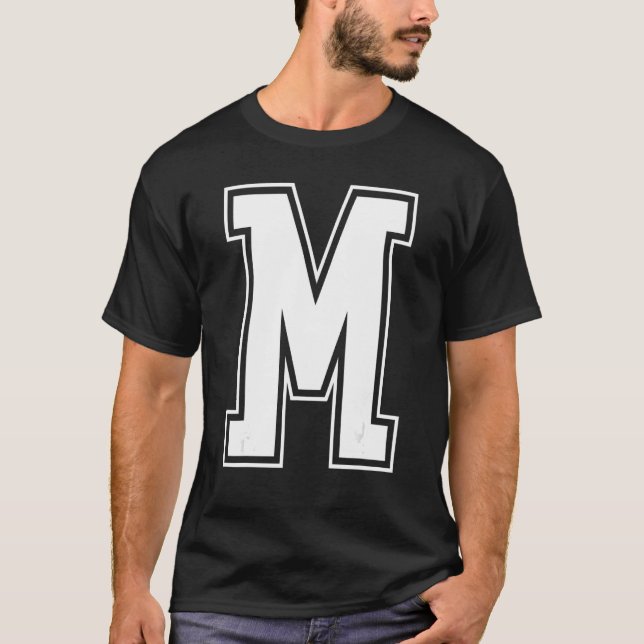 Brev M Capital Alphabet Initial Cheerlead Mon T Shirt (Framsida)