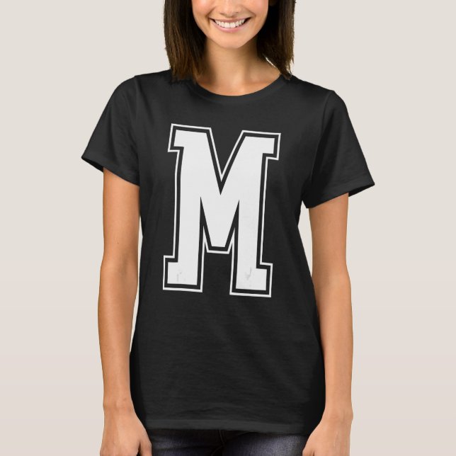 Brev M Capital Alphabet Initial Cheerlead Mon T Shirt (Framsida)