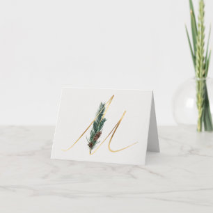 Brev M Decorative Monogram Notecard Kort