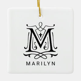Brev M Elegant Monogram jul Ornament
