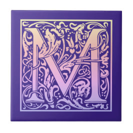 Brev M Färgfull Vintage första Brev-övertoning Kakelplatta