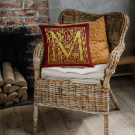 Brev M First Brev Faux Guld Red Kudde