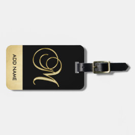 Brev M för Monogram för personligelegantsvart Bagagebricka