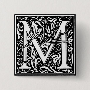 Brev M för renaissancestilalfabetet - klämma fas Knapp
