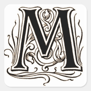 Brev "M" i Brown - Sticker Fyrkantigt Klistermärke