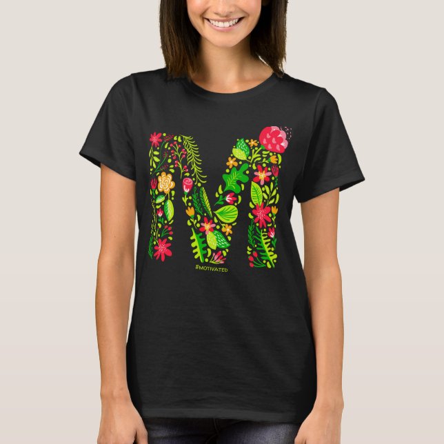 Brev M i Flowers T-Shirt (Framsida)