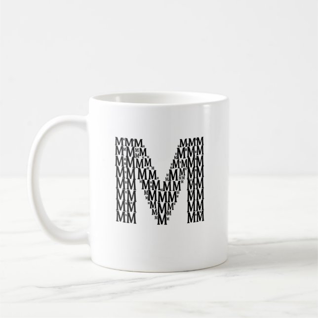 Brev M Initial Kaffe Mugg – Minimal Modern Stil (Vänster)