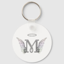 Brev M Initial Monogram med Angel Vingar & Halo
