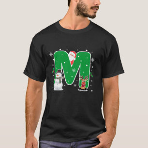 Brev M Initial Namn Alphabet Monogram Santa Chri T Shirt