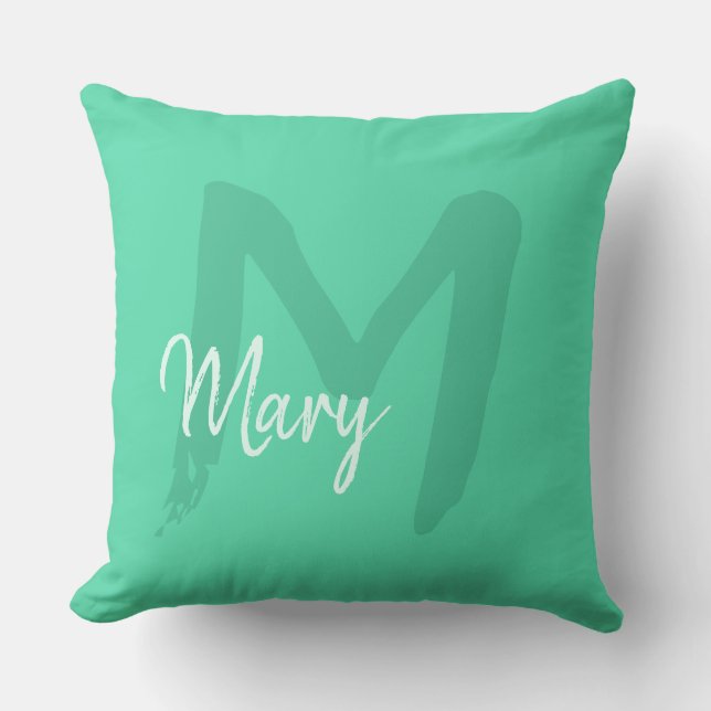 Brev M, inledande personlig, färgämne monogram Kudde (Framsida)