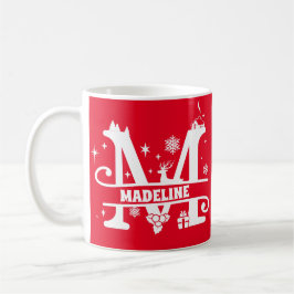 Brev M jul Monogram Initial Namn Red   Kaffemugg