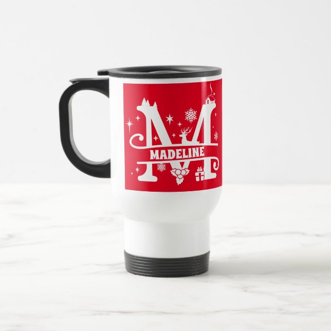 Brev M jul Monogram Initial Namn Red Resemugg (Vänster)