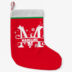 Brev M jul Monogram Initial Namn Red White Liten Julstrumpa