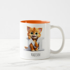 Brev M Kat Alphabet Monogram kaffe Mugg