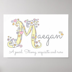 Brev M Maegan-namn (första doodle art) Poster