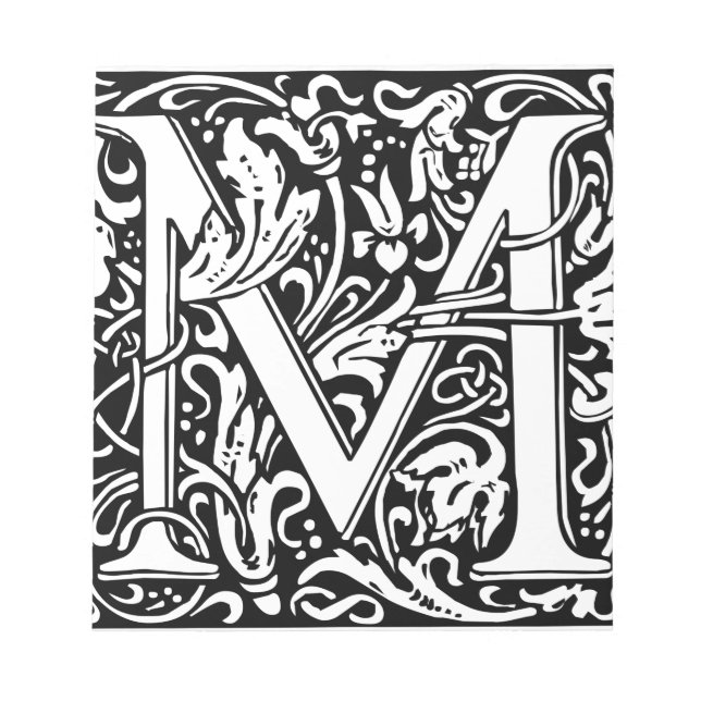 Brev M Medieval Monogram Art nouveau Anteckningsblock (Framsida)