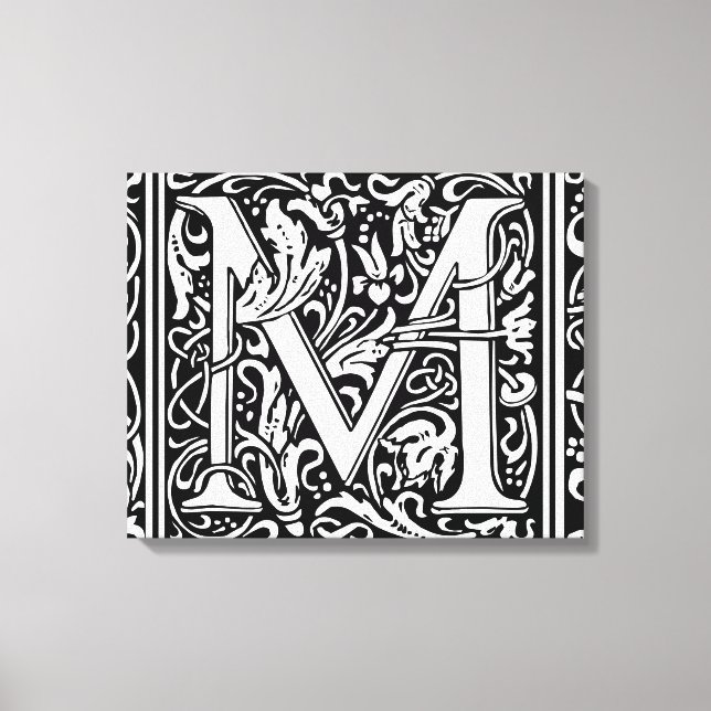 Brev M Medieval Monogram Art nouveau Canvastryck (Framsida)