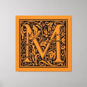 Brev M Medieval Monogram Art nouveau Canvastryck