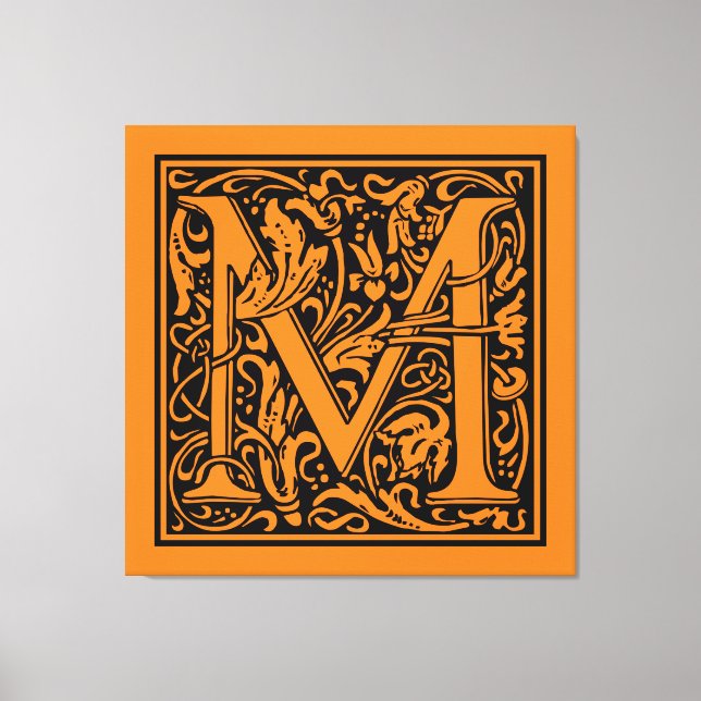 Brev M Medieval Monogram Art nouveau Canvastryck (Framsida)