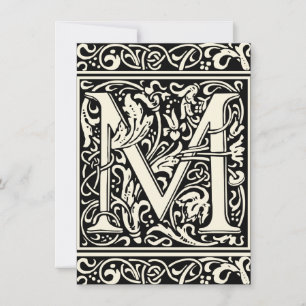 Brev M Medieval Monogram Art nouveau Inbjudningar