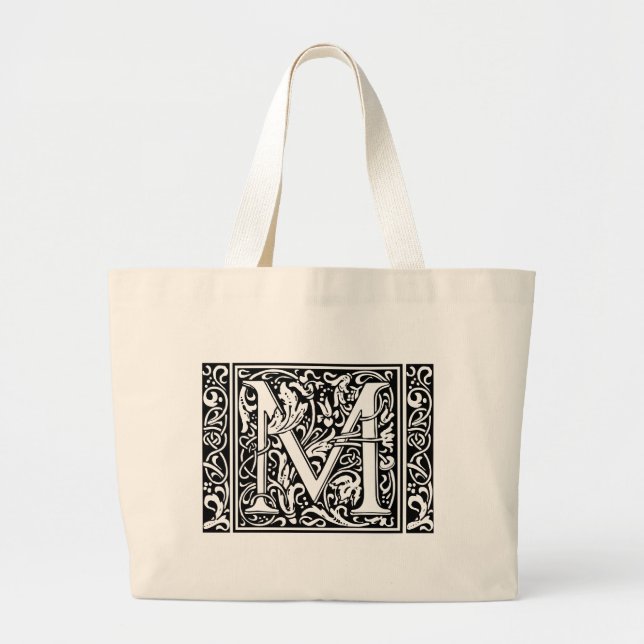Brev M Medieval Monogram Art nouveau Jumbo Tygkasse (Framsidan)