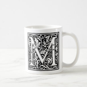 Brev M Medieval Monogram Art nouveau Kaffemugg