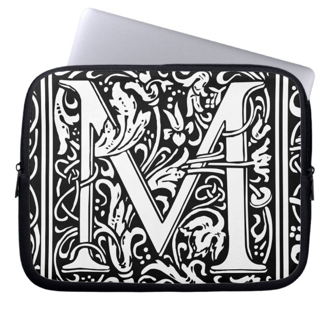 Brev M Medieval Monogram Art nouveau Laptop Fodral (Framsidan)