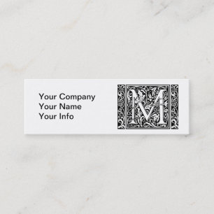 Brev M Medieval Monogram Art nouveau Mini Visitkort