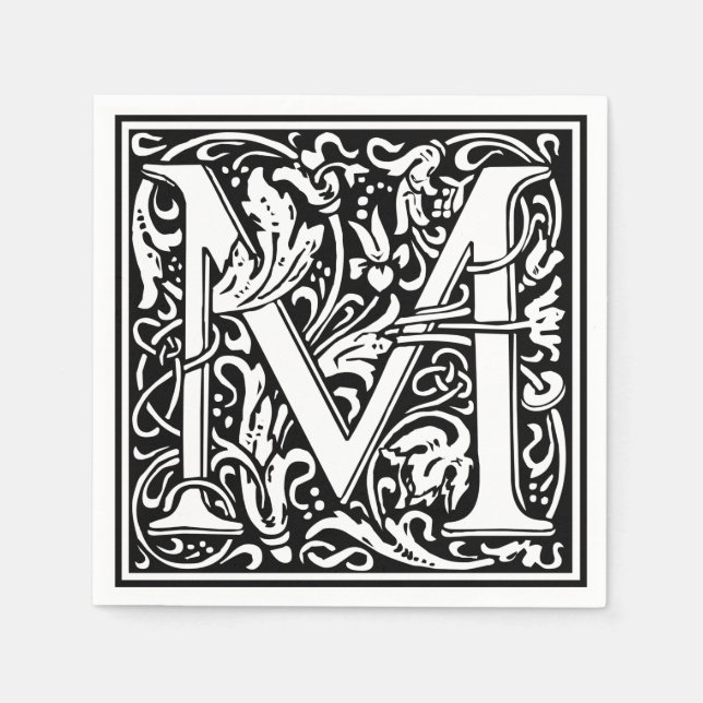 Brev M Medieval Monogram Art nouveau Pappersservett (Framsidan)
