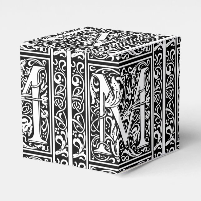 Brev M Medieval Monogram Art nouveau Presentaskar (Framsidan Sidan)