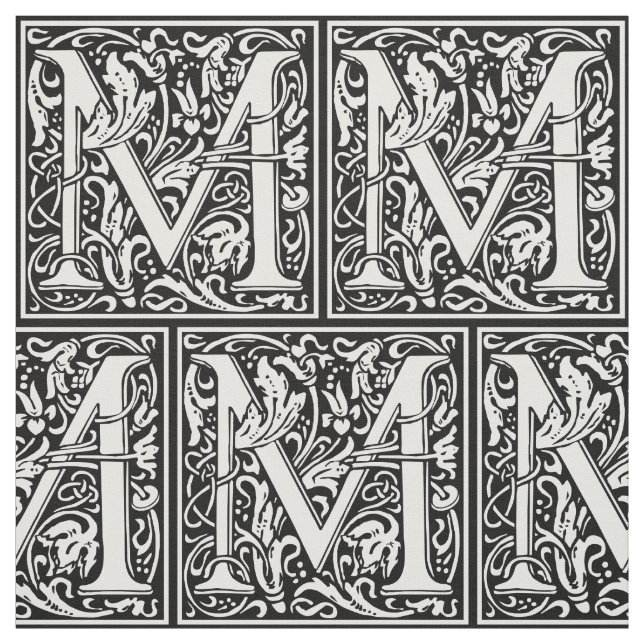 Brev M Medieval Monogram Art nouveau Tyg (Provkarta)