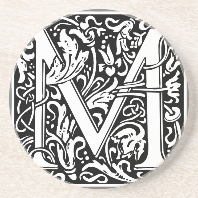 Brev M Medieval Monogram Art nouveau Underlägg (Framsidan)