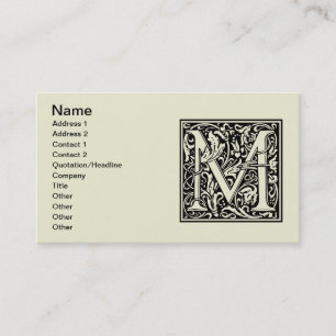 Brev M Medieval Monogram Art nouveau Visitkort