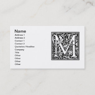 Brev M Medieval Monogram Art nouveau Visitkort