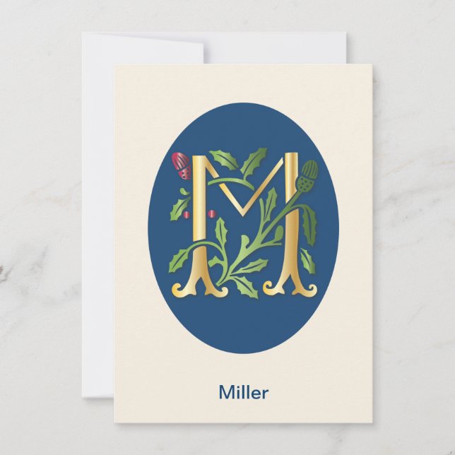 Brev M Monogram Fleur de lis Inbjudningar (Framsida)