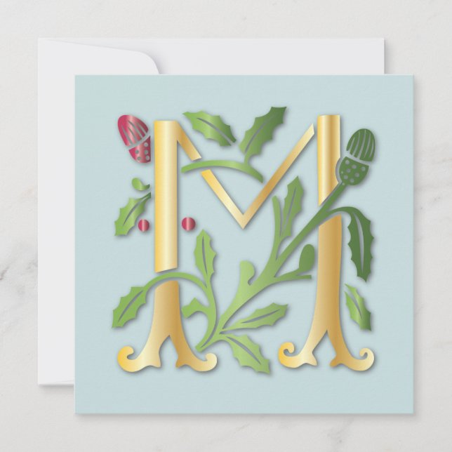 Brev M Monogram Fleur de lis Inbjudningar (Framsida)
