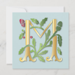 Brev M Monogram Fleur de lis Inbjudningar
