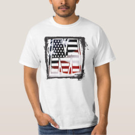Brev M Monogram Initial Patriotic USA flagga T Shirt